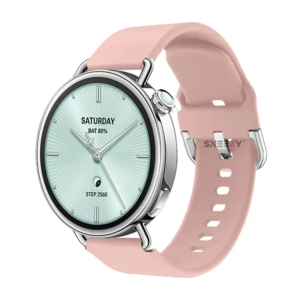 Sneezy Mi Watch S4 41mm İle Uyumlu Yumuşak PureLux Soft Tokalı Silikon Kordon  Pembe Açık ürün görseli 1