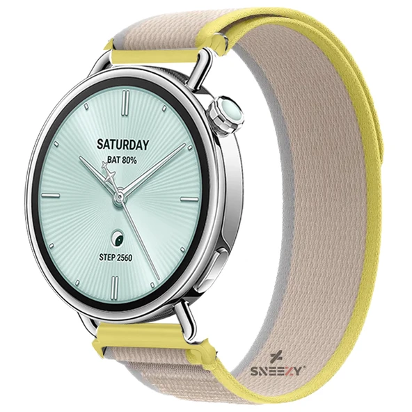 Sneezy Mi Watch S4 41mm Uyumlu Kordon Trail Loop Cırtlı Yumuşak Kumaş Şık Kordon  Sarı ürün görseli 1