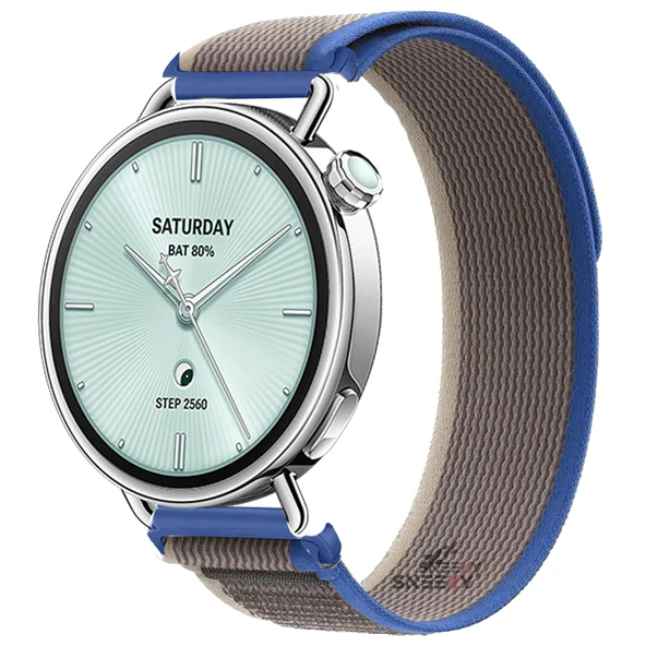 Sneezy Mi Watch S4 41mm Uyumlu Kordon Trail Loop Cırtlı Yumuşak Kumaş Şık Kordon  Mavi ürün görseli 1