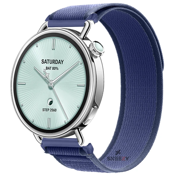 Sneezy Mi Watch S4 41mm Uyumlu Kordon Trail Loop Cırtlı Yumuşak Kumaş Şık Kordon  Lacivert ürün görseli 1