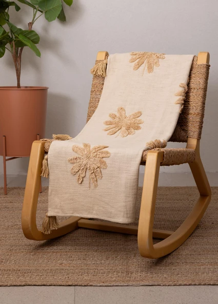 The Mia Papatya Desenli Örtü Kahverengi 130 x 170 cm ürün görseli 1