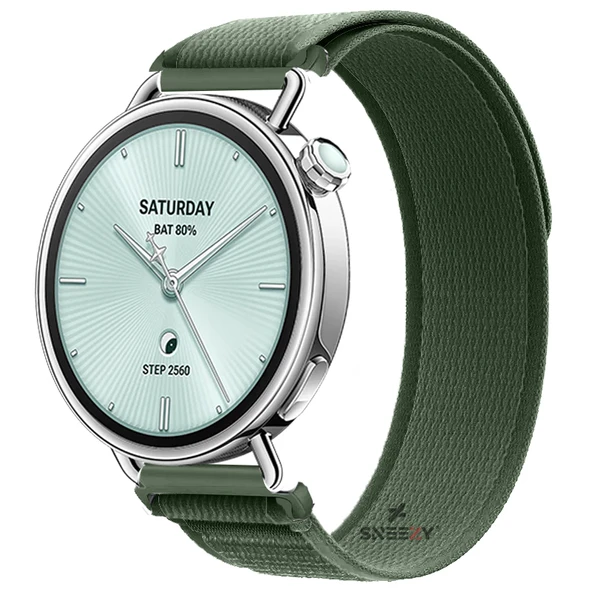 Sneezy Mi Watch S4 41mm Uyumlu Kordon Trail Loop Cırtlı Yumuşak Kumaş Şık Kordon  Haki ürün görseli 1