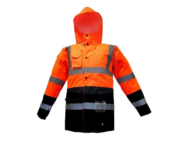 JUNIOR JN1014 Waterproof Fosforlu Oxford Parka Turuncu Lacivert XL beden ürün görseli 1