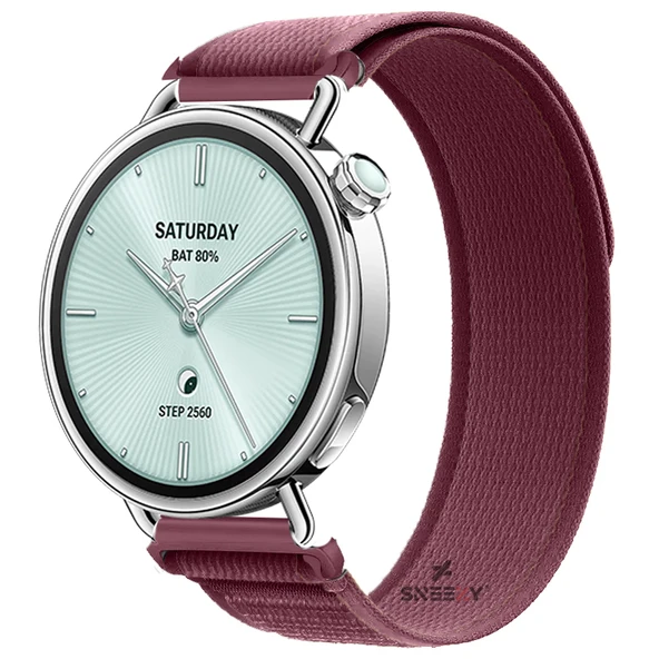 Sneezy Mi Watch S4 41mm Uyumlu Kordon Trail Loop Cırtlı Yumuşak Kumaş Şık Kordon  Kırmızı ürün görseli 1