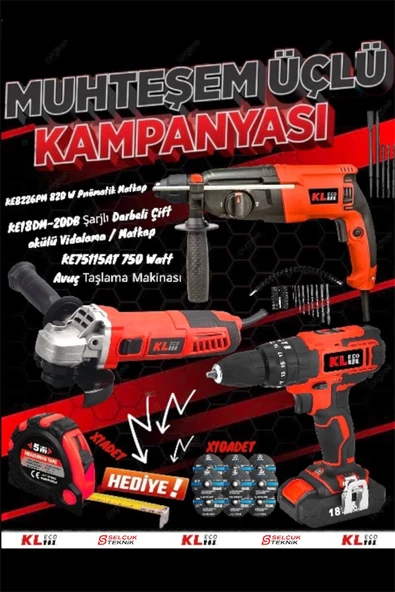 AKÜLÜ VİDALAMA-PNÖMATİK MATKAP-AVUÇ TAŞLAMA PROFESYONEL ÖZEL SET 3 LÜ SET HEDİYELİ ürün görseli 1