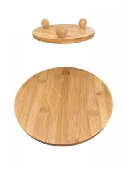 Balsa Bambu Top Ayaklı Servis Tepsisi 25cm ürün görseli 1