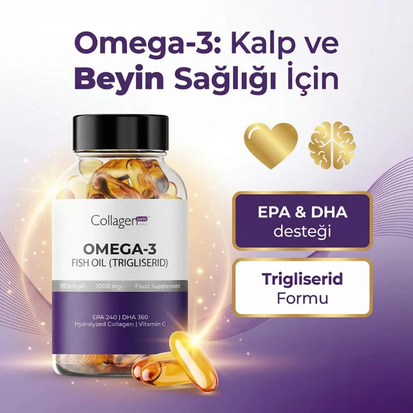 Collagen Forte Platinum Omega-3 Premium Fish Oil 90 Softgel X 1000mg, Balık Yağı, Hidrolize Kolajen & C Vitamini ürün görseli 1