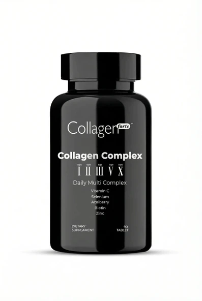 Collagen Forte Platinum 5 Tip Kolajen Complex Tip 1,2,3,5 Ve Tip 10 Biotin, Çinko, Selenyum, Vitamin C & Açai, 90 Tablet ürün görseli 1