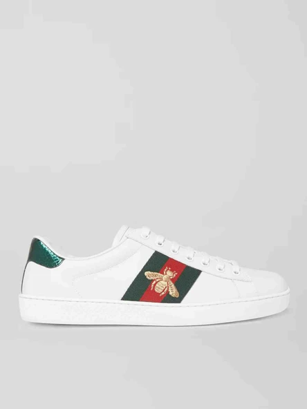 GUCCİ Men's Ace Sneaker White Leather With Bee - 00003U48: 43, Renk: 001 - Beyaz ürün görseli 1