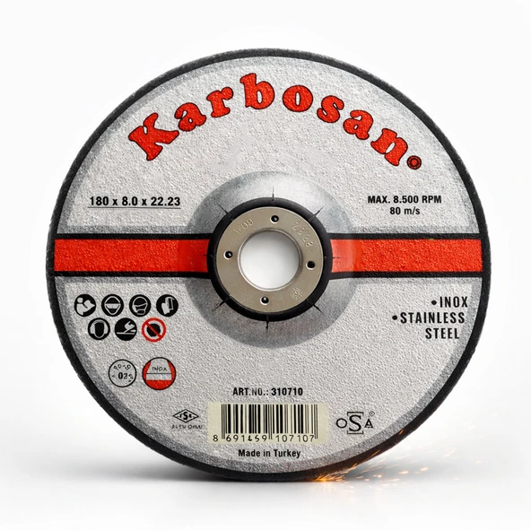 Karbosan Taşlama Diski 180x8x22 Metal Taşlama Kesme Diski Profesyonel Spiral Taş Motoru Diski ürün görseli 1