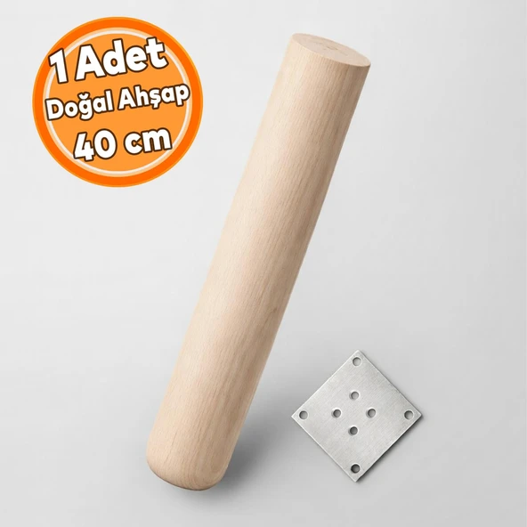 Doğal Ahşap Boyasız Silindir Masa Sehpa Ayağı 40cm Doğal Ahşap Sehpa Ayağı Bohem (1 Adet) ürün görseli 1