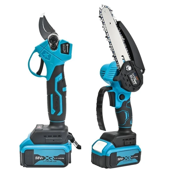 Prohummer PH301 2li Bahçe Seti Çift Akülü Şarjlı Ot Çalı Çim Kesme Tırpan ve 15cm Şarjlı Dal Budama Zincirli Testere ürün görseli 1