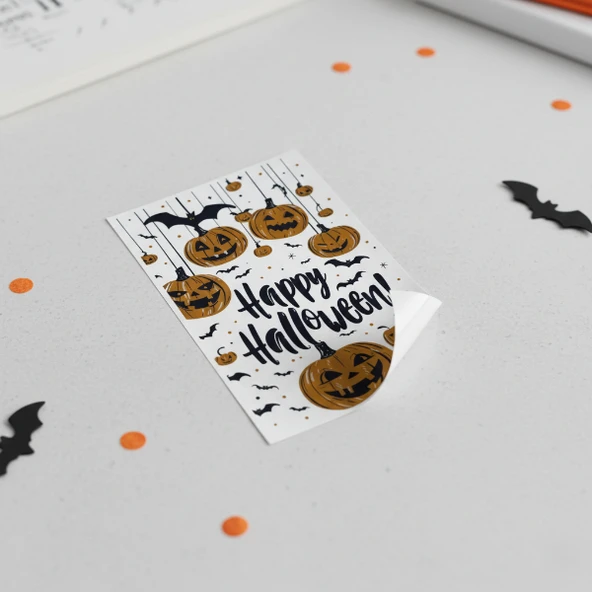 Halloween Temalı Balkabaklı Duvar Sticker Seti - Resim 4