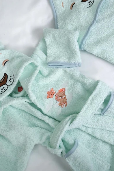 Aslan Mint %100 Pamuk Bebek Banyo Seti - Resim 3