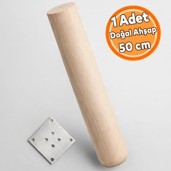 Doğal Ahşap Boyasız Silindir Masa Sehpa Ayağı 50 cm Doğal Ahşap Sehpa Ayağı Bohem (1 Adet) ürün görseli 1