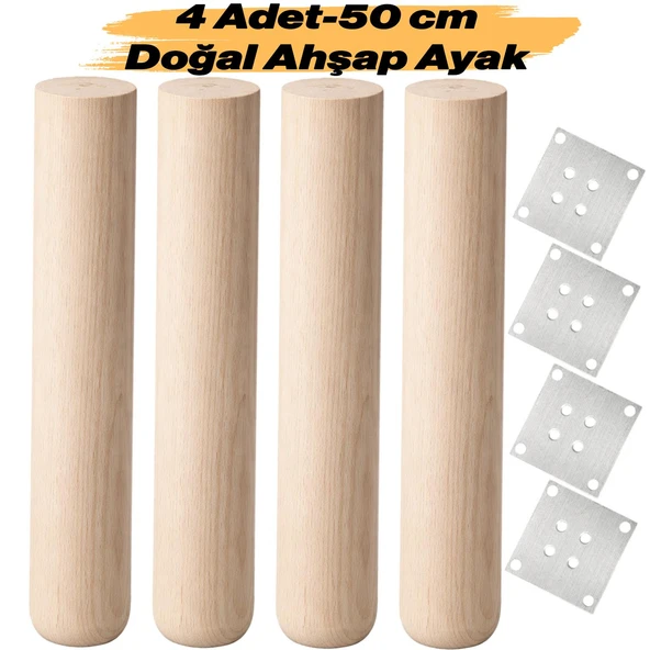 (4 Adet) Bohem 50 cm Doğal Ahşap Boyasız Silindir Masa Sehpa Ayağı Doğal Ahşap Sehpa Ayağı ürün görseli 1