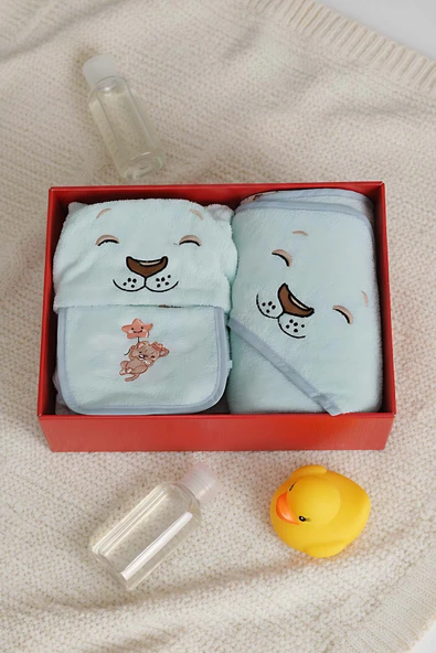 Aslan Mint %100 Pamuk Bebek Banyo Seti - Resim 5