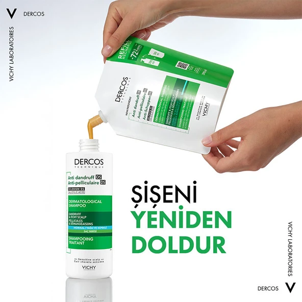 Vichy Dercos Anti Dandruff Kepek Karşıtı şampuan 390 ml - Normal ve Yağlı Saçlar Refill ürün görseli 1