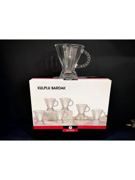 Esonez Kulplu Çİzgili Çay Bardağı 6'lı ürün görseli 1