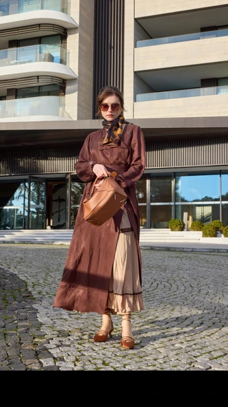 Misswhence İkili Elbise kahve 39806 - Resim 3