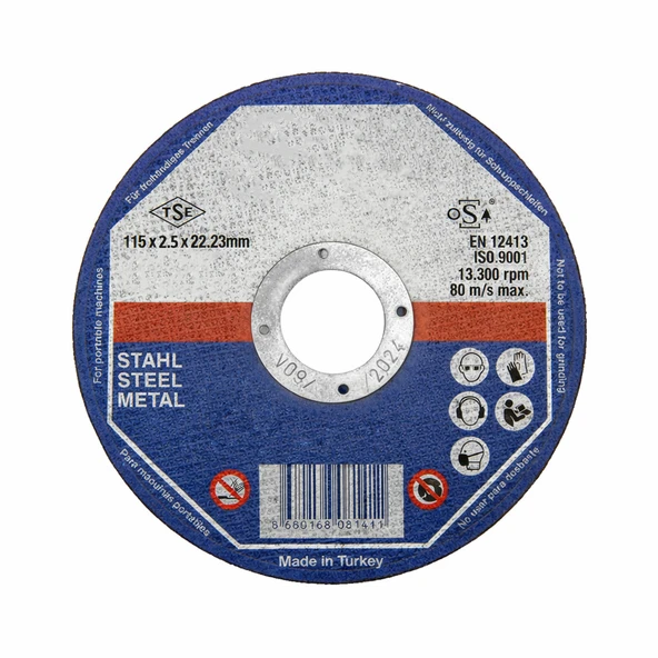 Metal Kesici Disk 115x2,5x22,23 Profesyonel Avuç Taşlama Demir Çelik Kesim Diski Dayanıklı Yapı ürün görseli 1