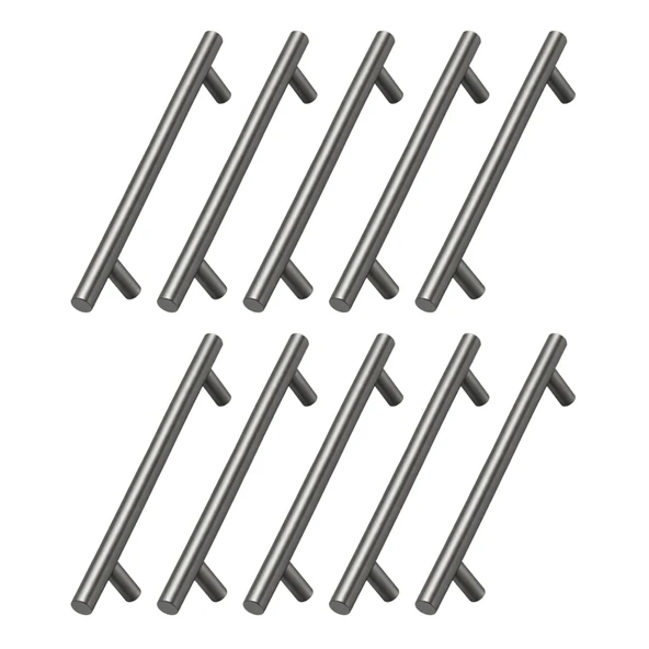 (10 Adet) Titanyum Renk 96 mm 9,6 cm Metal Mobilya Mutfak Dolap Çekmece Dolabı Kulbu Kulpu Kulpları ürün görseli 1