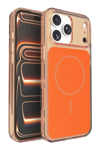 Fuchsia iPhone 17 Pro Max ile Uyumlu Bruma Magneticsafe Kapak - Turuncu ürün görseli 1