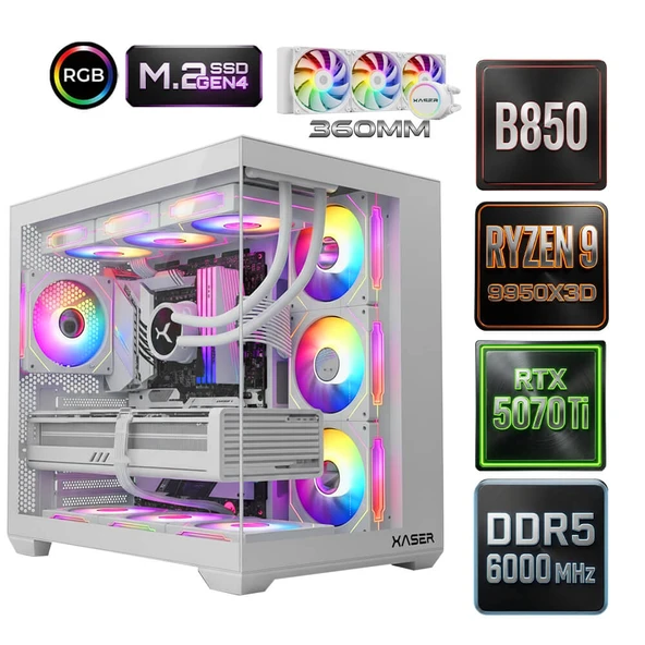 Xaser Diamond x1 Ryzen 9 9950X3D 32GB Ram 1TB M.2 NVMe SSD 16GB RTX5070Ti Oyuncu Tavsiye Sistem ürün görseli 1