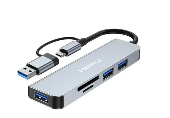 Hepu HP-B06 5in1 USB Type-C Girişli Hub Çoklayıcı Kart Okuyucu ürün görseli 1