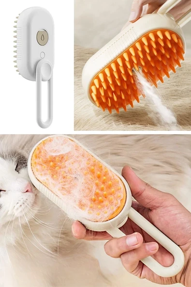 Saplı Su Püskürtmeli Kedi Köpek Fırçası Masaj Etkili Tüy Toplama Tarağı ürün görseli 1