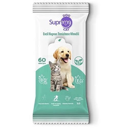 Supreme Dog&Cat Yeşil Çaylı Evcil Hayvan Temizleme Mendili (60'lı) ürün görseli 1