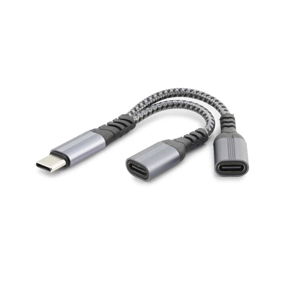 Type-C To 2 x Type-C F Kablo Car Şarj Siyah GJ-015 ürün görseli 1