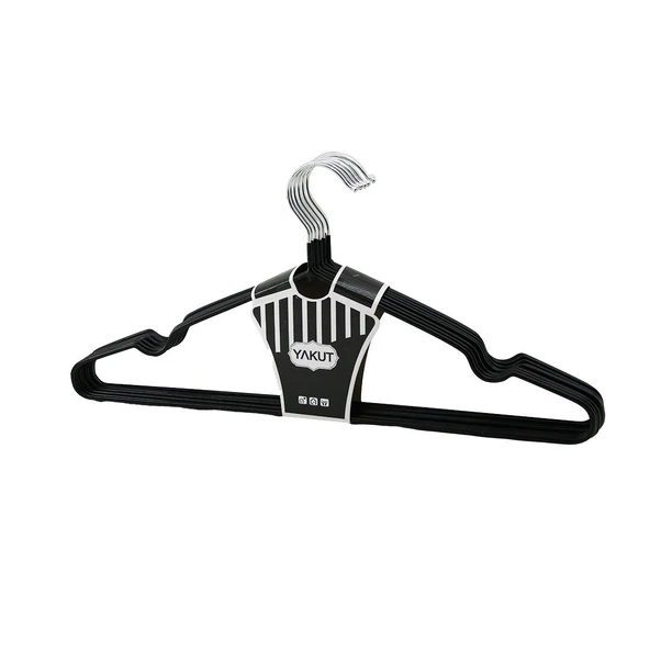 SİYAH 10PCS SİLİKON KAPLAMALI METAL ELBİSE ASKISI GO53/1395 ürün görseli 1