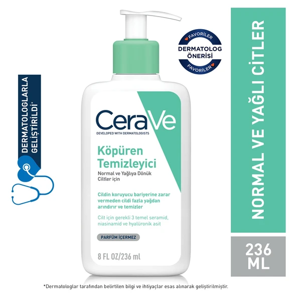 CeraVe Normal Ve Yağlı Ciltler İçin Köpüren Temizleyici 236 ml ürün görseli 1