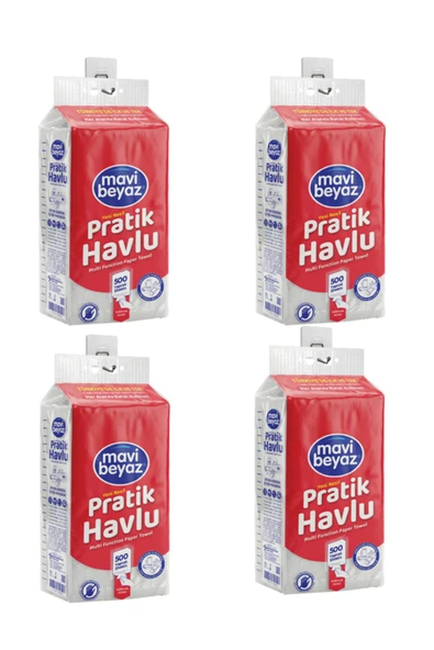Mavi beyaz Pratik Havlu 500 Yaprak - Yeni Nesil Çok Amaçlı Kağıt Havlu (Asma Aparatı Hediyeli) - 4 Adet ürün görseli 1