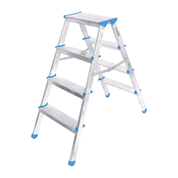 4+4 ÇİFT BASAMAKLI ALÜMİNYUM METAL MERDİVEN YÜKSEKLİK = 92CM BAŞ GENİŞLİK = 8CM GO53/1395 ürün görseli 1