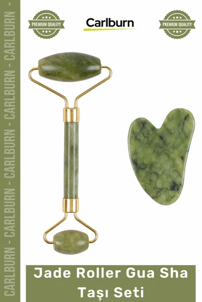 Cilt Bakımı Yeşim Taşı Yüz Masajı Sıkılaştırma Doğal Gençleştirici Jade Roller Gua Sha Taşı Seti ürün görseli 1