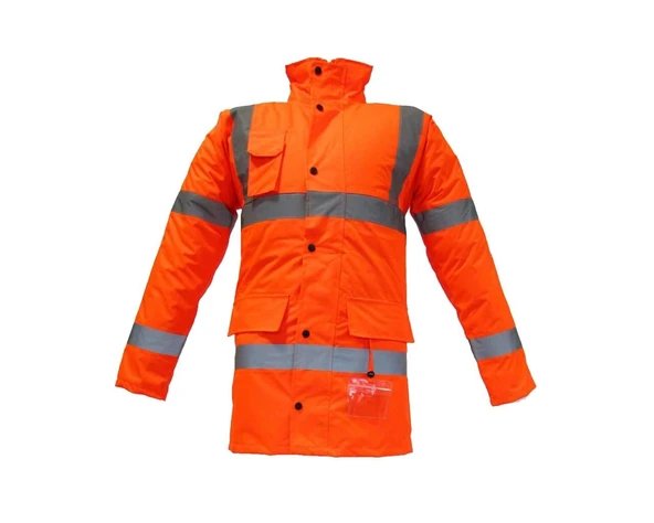 JUNIOR JN1012/P Waterproof Polarlı Fosforlu Oxford Parka Turuncu XL beden ürün görseli 1