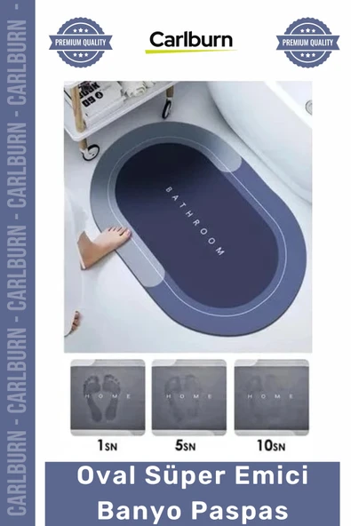 #Paspas Dayanıklı Nappa Deri Hızlı Kuruyan Kaymaz Güvenli Kauçuk Zemin Oval Süper Emici Banyo Paspas ürün görseli 1