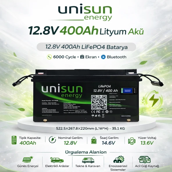 Unisun 12.8V 400A Lityum Akü - Resim 2