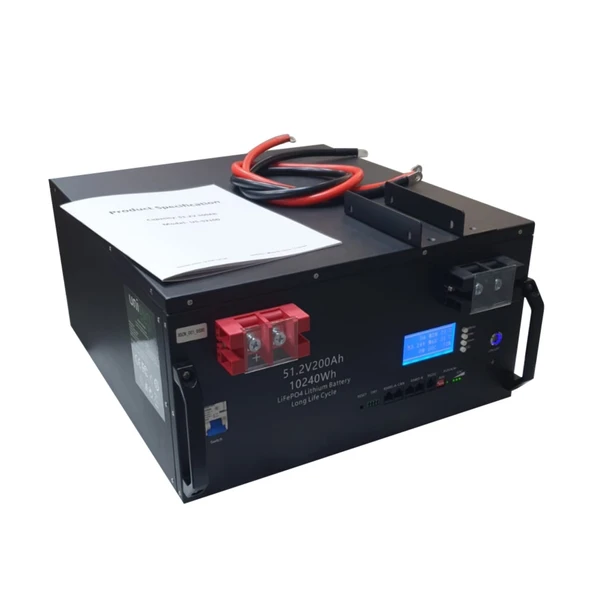 Unisun 51.2V 200Ah LiFePO4 Batarya 6000 Cycle + Ekran + Bluetooth + Haberleşme ürün görseli 1