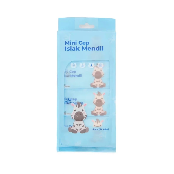 Mini Cep Islak Mendil Günlük Pratik 8'li Paket GO53/1395 ürün görseli 1