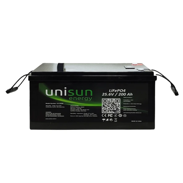Unisun 25.6V 200Ah LiFEPO4 Batarya 6000 Cycle Ekran Bluetooth ürün görseli 1