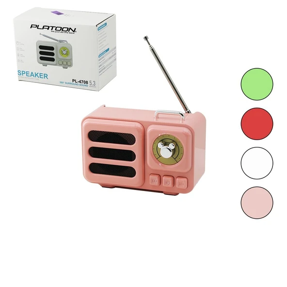 WİRELESS HOPARLÖR - SPEAKER - RADYO IŞIKLI USB ŞARJLI RENKLİ KASA - BRONZ ÇERÇEVE USB - DC 5V - TF GO53/1395 ürün görseli 1