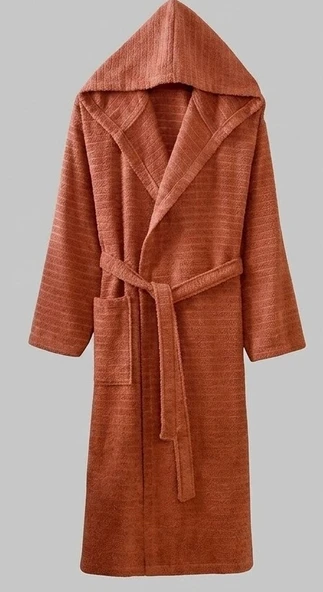 Bicomi Premium Kapüşonlu Unisex Bornoz - %100 Soft Pamuklu Yumuşak Doku (Kahve) ürün görseli 1