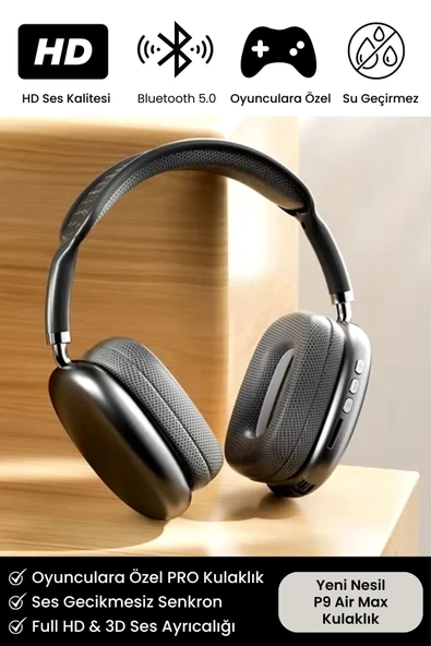 P9 Air Max Gaming Premium Mikrofonlu Kablosuz Ios Android Uyumlu 5.0 Bluetooth TWS Oyuncu Kulaklık ürün görseli 1