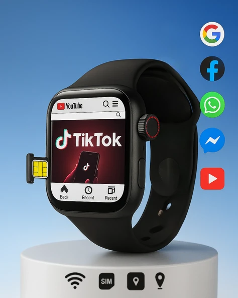 Ultra Hafif Smart Watch – WhatsApp Instagram Bildirimli, SIM Destekli, Tüm Cihaz Uyumlu ürün görseli 1