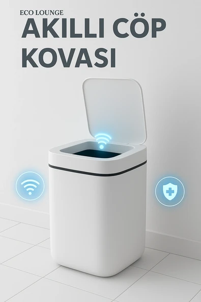 Akıllı Sensörlü Antibakteriyel Çöp Kovası 20 Litre Çöp Kutusu, Çöp Torbası Uyumlu Kapak ürün görseli 1