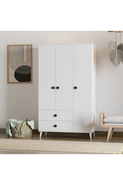 İMBAŞ Opal 3 Kapaklı 2 Çekmeceli Gardırop - Resim 2