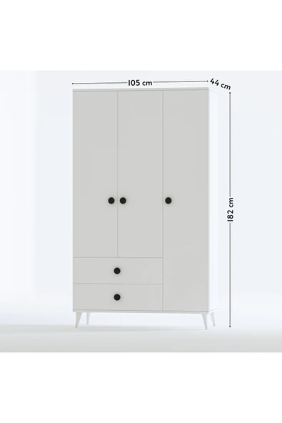 İMBAŞ Opal 3 Kapaklı 2 Çekmeceli Gardırop - Resim 5